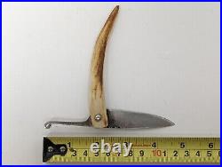 Handmade Deer Horn Patch Knife 6 with Leather Sheath Early D. R. Good Tipton IN