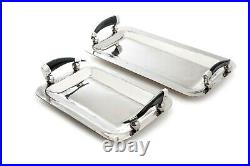Handmade German Nickel Silver Plate Tray with Horn Handles