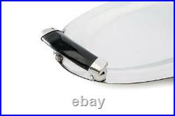 Handmade German Silver Oval Tray with Horn Handles