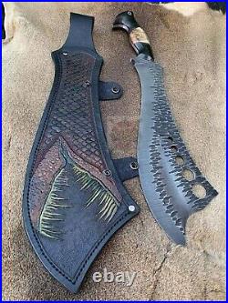 Handmade Knife Carbon Steel Hunting Knife Fish Knife With Fish Style Sheath