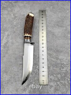 Handmade Skd-11 Steel Fixed Blade Horn Handle Knife Camping Hunting With Sheath