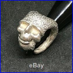 Handmade Sterling Silver (925) Skull Face with Horns Ring