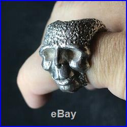 Handmade Sterling Silver (925) Skull Face with Horns Ring