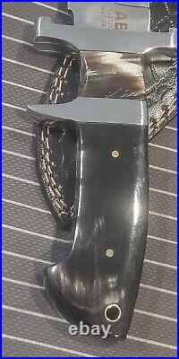 Handmade Sub Hilt Fighter Knife, AB Custom Cutlery, D2 Steel Buffalo Horn Scales