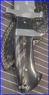 Handmade Sub Hilt Fighter Knife, AB Custom Cutlery, D2 Steel Buffalo Horn Scales