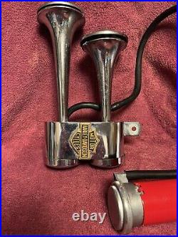 Harley Davidson Vintage Chrome Dual Air Horn With Motor, tested and working