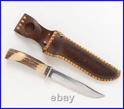 Harry Morseth Model 1 Brusletto Stag horn Hunting Knife & Safelok Sheath 1957