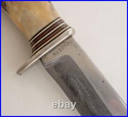 Harry Morseth Model 1 Brusletto Stag horn Hunting Knife & Safelok Sheath 1957