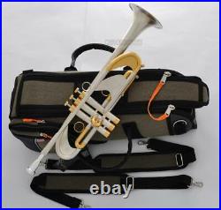 Heavy Bb Trumpet horn Brushed Silver Germany Brass With Case