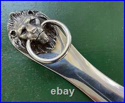 Heavy Vintage Reed & Barton Silver Plated Shoe Horn with Lion Mask Ring Handle