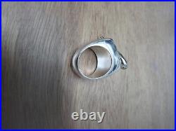 Heavy silver ring with 14k white gold italian horn
