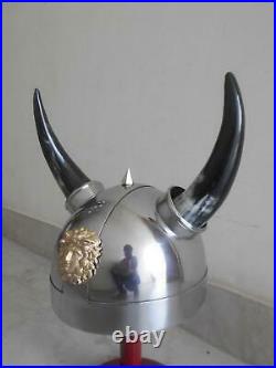 Helmet Medieval Viking Barbarian Helmet with horns Reenactment Replica