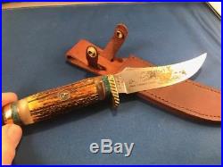 Herman Williams 2016 Custom Schrade USA Fixed Blade Knife With Elk Horn Scales