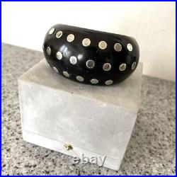 Hermes Vintage Buffalo Horn Bangle with Silver Studs Summer Statement Piece