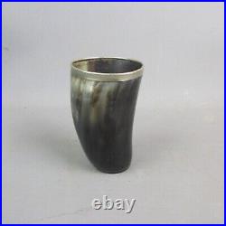 Horn Drinking Beaker With Silver Silver Plated Rim Antique Victorian C1890