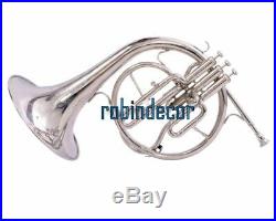 Horn Mellophone Professional Silver Finish French Horn New Designe Bb with box