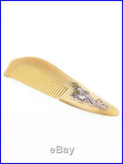 Horn comb inlaid with silver Beauty