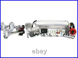 HornBlasters Quad Tone Loud Train Air Horn Kit with VIAIR 325C Compressor System