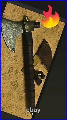 Huge lot with HANDMADE HAND CARVED RAM HEAD HANDLE AXE and fixed blades