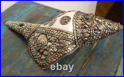 Huge tibetan Shell-Horn With Fittings Silver 13 13/16in Long