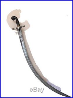 Indo-persian Mughal Shamshir sword silver -GoldKoftgari worked with Horn handle