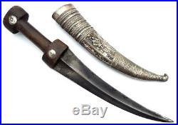 Islamic Antique Ottoman Persian Khanjar Dagger with Silver Scabbard