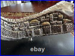 Israeli Made silver plated rams' ram horn shofar with city scene kosher