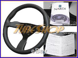 Italy Personal Grinta 350mm Steering Wheel Leather Black Stiching Silver Horn