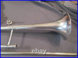 J W York & Sons Trombone 1890 antique horn, good condition with case