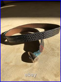 JVDF Lizard Wrap Bracelet With Silver Horn Clasp Closure