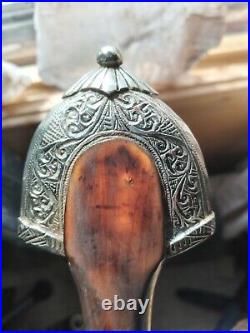 Jambiya or Koummya Dagger. Ceremonial Moroccan with Silver / Brass, Antique