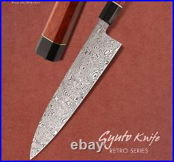 Japanese Damascus Steel Hand Forged Kitchen Cooking Chef Gyuto Knife With Sheath