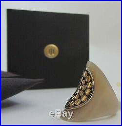 John Hardy Dot Moon Saddle Ring Gold Silver with Buffalo Horn size 7 NEW