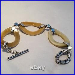 John Hardy dot Gold & Silver Link Bracelet with Buffalo Horn, Size M $ 795.00