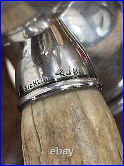 John Hasselbring JH Sterling Silver Hallmarked Double Jigger with Horn Handle 40
