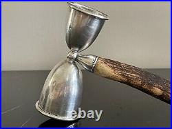 John Hasselbring Sterling Silver Hallmarked Double Jigger with Horn Handle