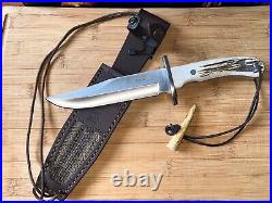 Joker CC96-2 Bowie Deer Horn Handle WithLeather Snake Skin Sheath Great 4 Hunting