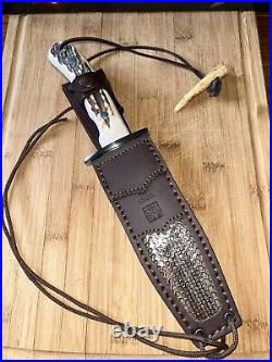 Joker CC96-2 Bowie Deer Horn Handle WithLeather Snake Skin Sheath Great 4 Hunting