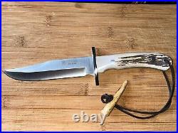 Joker CC96-2 Bowie Deer Horn Handle WithLeather Snake Skin Sheath Great 4 Hunting