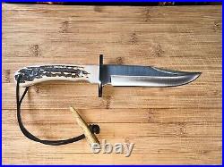 Joker CC96-2 Bowie Deer Horn Handle WithLeather Snake Skin Sheath Great 4 Hunting