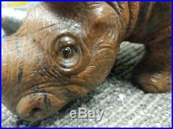 Karl Faberge Large Jasper Rhino with 84 Silver Horns & Set Genuine Ruby Eyes