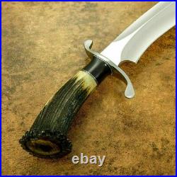 Kc Custom D2 Tool Steel Blade Sasquatch Bowie Hunting Knife -stag Crown Handle