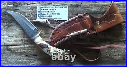 Ken Richardson Custom Knife Horn Carved Handle With Leather Sheath