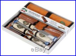 Kirschen 1151000 Firmer Chisel Set With Horn Beam Handle In Leather Roll, Set 4