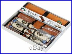 Kirschen 1151000 Firmer Chisel Set with Horn Beam Handle in Leather Roll, Bei