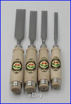 Kirschen 1151000 Firmer Chisel Set with Horn Beam Handle in Leather Roll, Bei