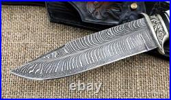 Knife Lider steel damascus end elk horn with nickel silver scrimshaw (NEW)