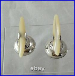 Knife rests(2), 925 silver, with mother of pearl horns