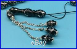 Komboloi Bull horn beads with inlaid silver Handmade Vintage / Antique Rare
