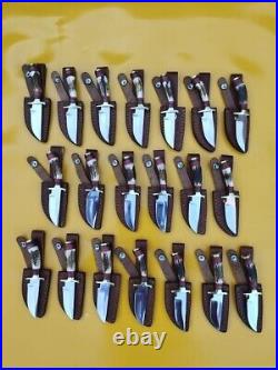 LOT OF 20, 6 inches Handmade Carbon Steel Skinner Knives in Stag Horn WithSheath